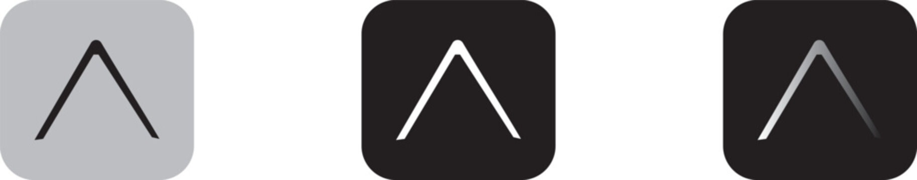 Chevron up icon set in button style with upward arrow symbol. Expand, scroll top and dropdown navigation icons