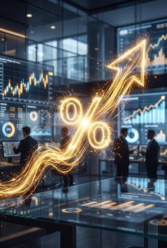 Interest Rate Growth and Financial Performance Increase Concept
