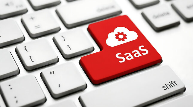 SaaS Keyboard Button &ndash; Software as a Service, Cloud Computing and Enterprise Software Concept