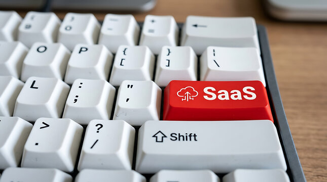 SaaS Keyboard Button &ndash; Software as a Service, Cloud Computing and Enterprise Software Concept