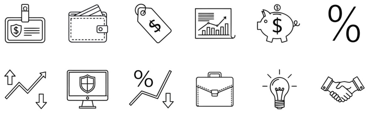 Financial icons for business and investment