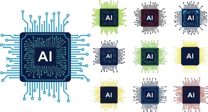 Artificial intelligence microchip and circuit board pattern