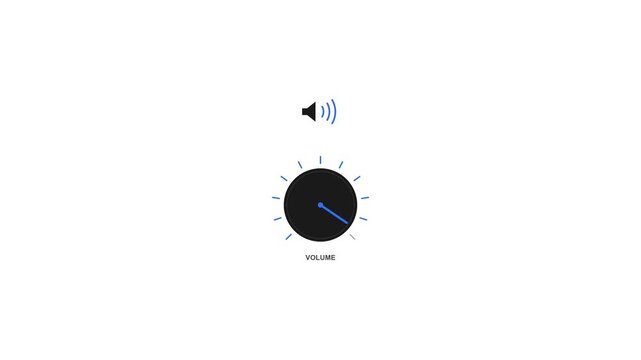 Animation of volume control knob rotating to increase audio level