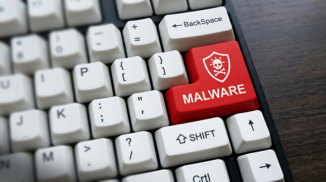 Malware Keyboard Button &ndash; Cybersecurity, Malicious Software and Digital Threat Protection Concept