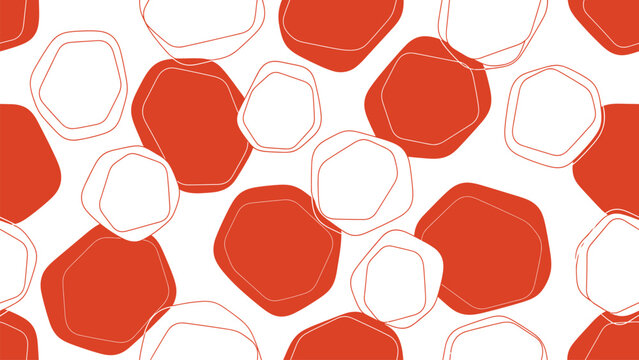 Abstract geometric pattern with red and white irregular pentagon shapes for bold backgrounds and graphic design. Flat vector illustration EPS 10.