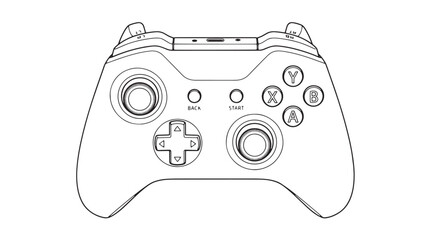 Minimalist video game controller line art vector, modern gaming gamepad outline illustration, electronic entertainment joypad icon for esports © Rehana