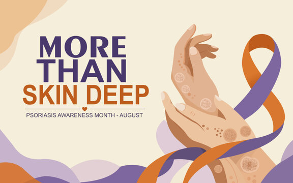 Psoriasis Awareness Month Skin Disease Awareness Illustration with Ribbon. dermatology campaigns, healthcare presentations, and public awareness.