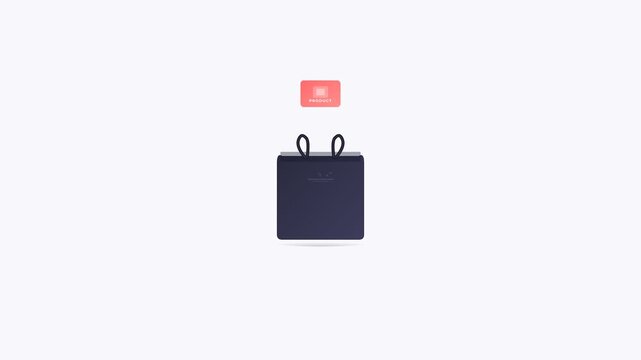 Minimalist animation of a shopping bag with notification alert