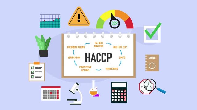 HACCP Food Safety Management System and Hazard Analysis Principles Concept cartoon animation