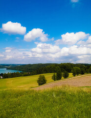 Fototapeta premium Beautiful view of Ostrzyckie Lake in Wiezyca Region, Poland