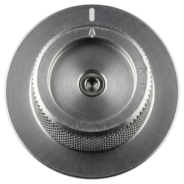 Industrial metal control knob dial cut out on transparent background