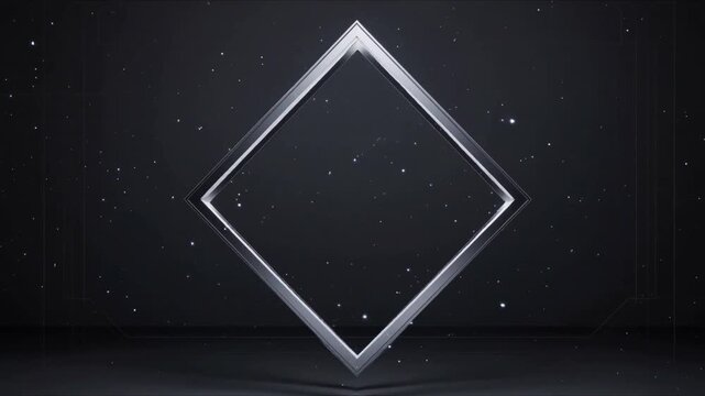 Revealing glass diamond frame glowing inner rim on dark reflecting floor, flares forming halo