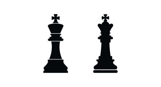 Chess King And Queen Silhouettes On A White Background Minimalist Black Shapes Silhouette game strategy checkmate