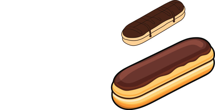Delicious chocolate eclairs on a clean background