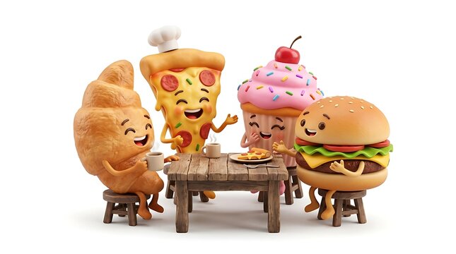 Friendship day best friends forever croissant pizza cupcake and burger