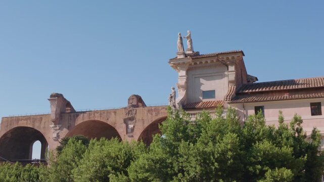 Ancient Basilica of Maxentius and Historic Church Above the Roman Forum in Rome, Italy