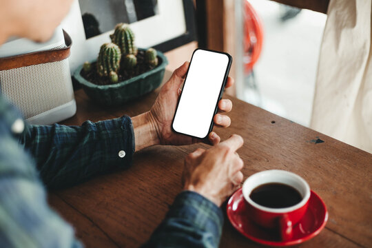 mobile phone blank white screen mockup.texting using cell phone.background empty space for advertise.work people contact marketing business,technology