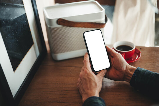 mobile phone blank white screen mockup.texting using cell phone.background empty space for advertise.work people contact marketing business,technology