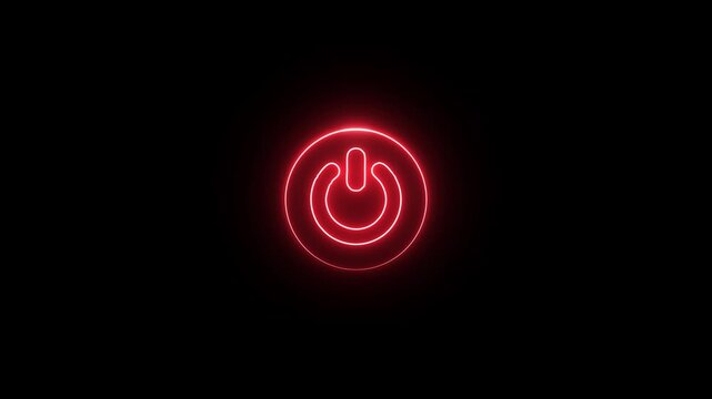 Neon power button icon on a black background .