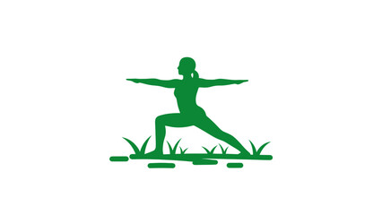 Fototapeta premium Woman Practicing Yoga Outdoors in Warrior Pose.