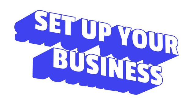 Set up your business startup text animation blue 3d bold typography moving video for corporate guide intro motion graphics