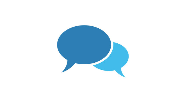 Blue speech bubbles conversation icons.