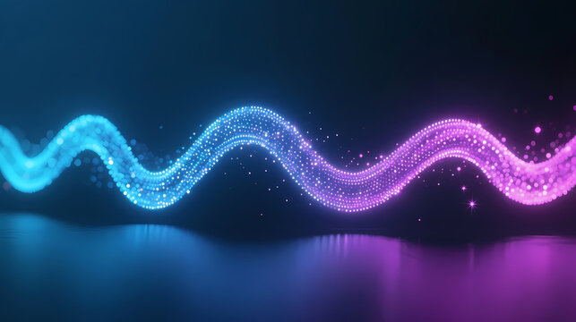 Glowing particle wave with mirror reflection