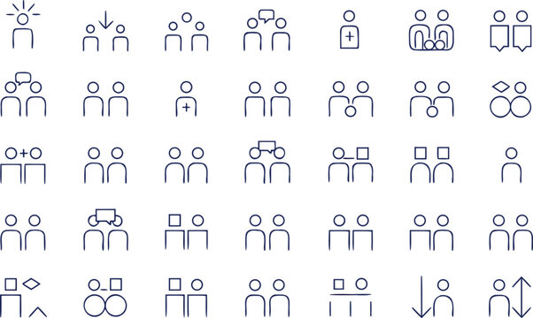 Line Icon Set of People Team Group and Human Resource Management Symbols