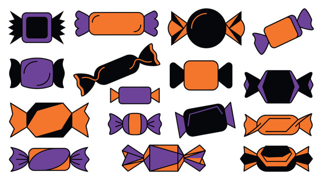 Colorful candy wrappers in orange and purple