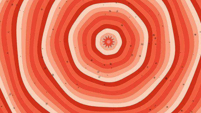 Vibrant circular ripple pattern in warm shades of red and orange featuring center star shape for bold effect.