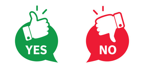 Thumb up and down icon set, like dislike symbols, yes no choice, agree disagree, approve deny, vector illustration, editable stroke, PNG © Arif __H