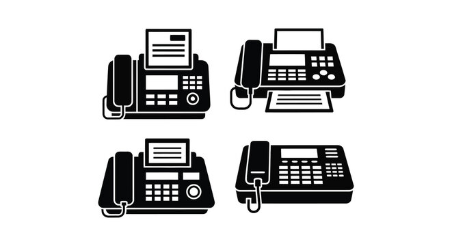 Fax Machines In Black Silhouette Style machine
