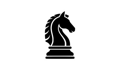Black Chess Knight Piece Silhouette Icon Vector Illustration © Bablu