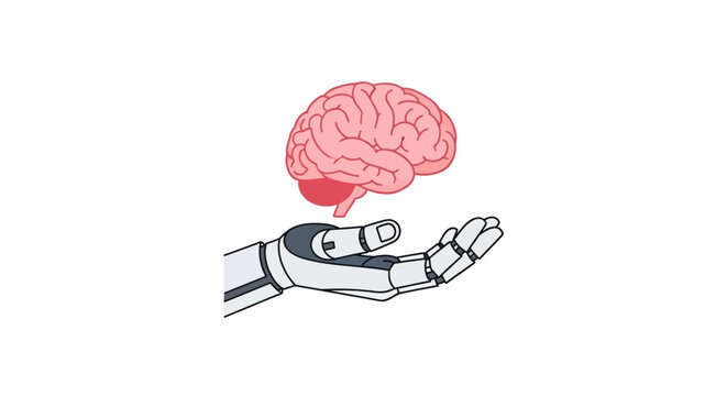 Robotic hand holding a brain organ.