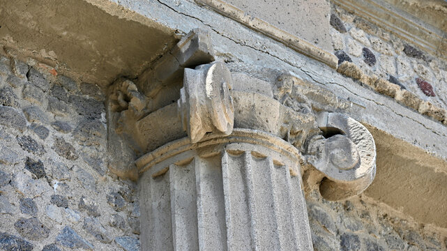 Engaged Column with Ionic Order Column and Fluted Shaft in Pompeii Forum