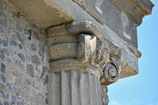 Engaged Column with Ionic Order Column and Fluted Shaft in Pompeii Forum with Background Sky Frame Right