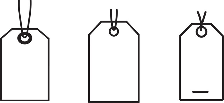 Three blank tags with string loops for labels or packaging