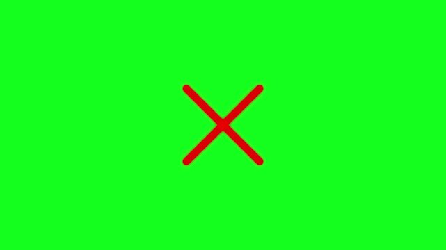 Animation of Red cross mark, wrong mark or cross mark icon animation. Video error symbol overlay.