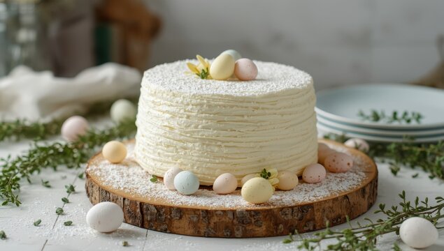 Cutting board with chiffon cake