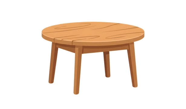 Round Wooden Dining Table Vector Set Modern Furniture Collection