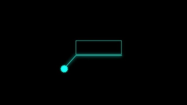 Animation of  sustainable glowing call out elements and square icon, useful for main text on dark background. 4k.