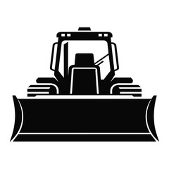 Bulldozer black silhouette front view icon set, heavy equipment construction dozer vector illustration, editable stroke, PNG © Arif __H