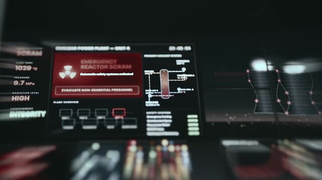 Nuclear power plant control room, Emergency Reactor Scram indicated