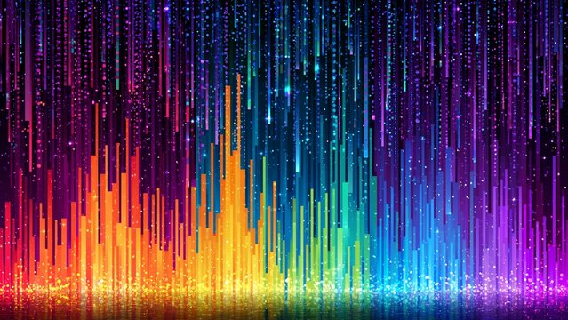 Abstract digital equalizer background with vibrant rainbow spectrum