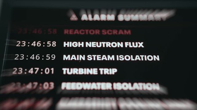 Reactor Protection System alarm log indicating a SCRAM