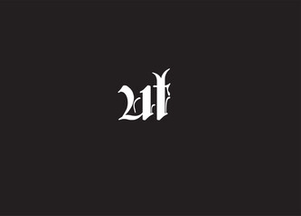 Obraz premium Vintage UT Letter Monogram Logo with Gothic Blackletter Typography Vector