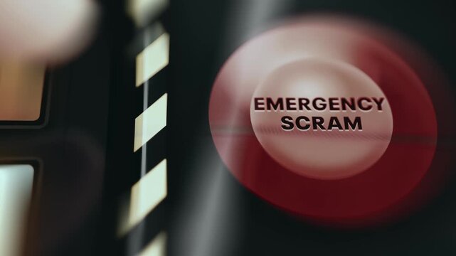Red Emergency SCRAM button for emergency shutdown of a nuclear reactor