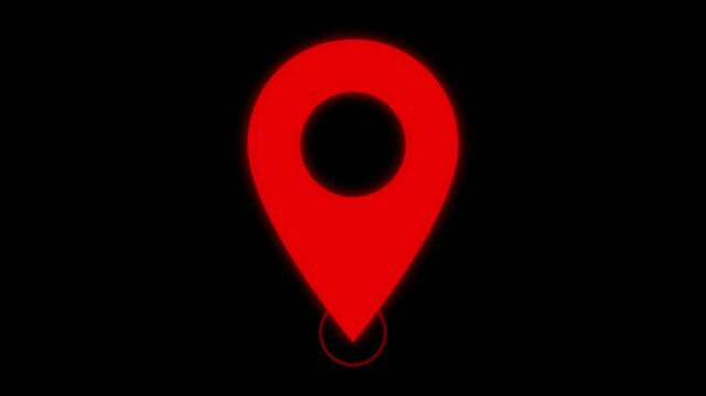Glowing red map pin location marker 4k video