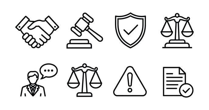 Code of conduct icon set, ethics compliance corporate rules business integrity standards vector illustration, editable stroke, PNG