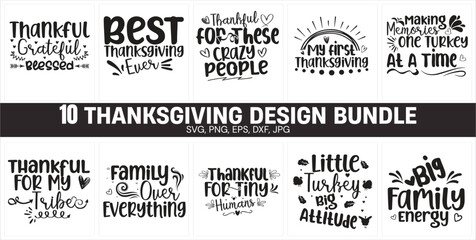 Thanksgiving typography design bundle-eps, svg, dxf,jpg, png- tshirt, typography, mug, bag, sticker, postert, post, hoodie. © Nishat